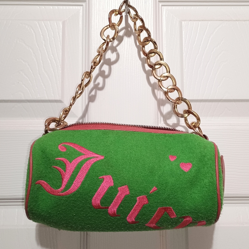 Vintage Y2K Juicy Couture Electric Pink + Green Bag